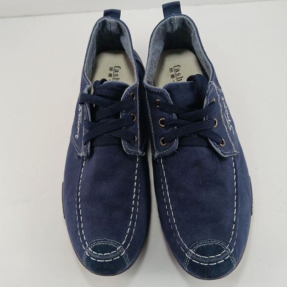 NWOT Men's Navy Blue Canvas Lace-Up Casual Shoes, Sport Fashion Sneakers 10 - Picture 4 of 13